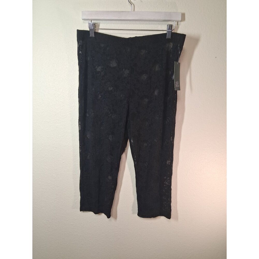 NWT Wild Fable Lace Pants Boho Sheer Cottage Casual Floral Black Size Large - Picture 1 of 7